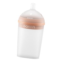 Бутылочка BORRN из силикона 240 мл со средним потоком оранжевая BORRN Baby Feeding Bottle A0107E